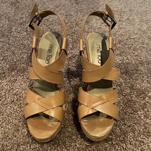 Adorable cork heeled wedges